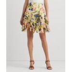 Womens Ruffled Floral Miniskirt