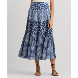 Womens Patchwork Floral A-Line Skirt