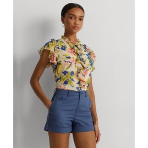 Womens Ruffled Floral Blouse