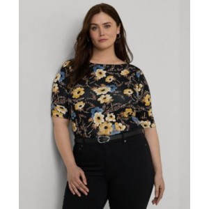 Plus Size Floral Boat-Neck Tee