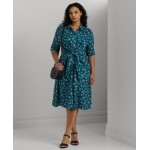 Plus Size Tie-Front Floral Shirtdress