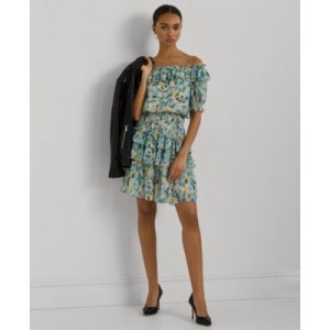 Womens Ruffled Tiered Fit & Flare Dress