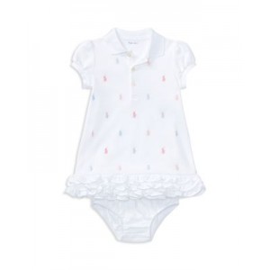Girls Ruffled & Embroidered Polo Dress with Bloomers - Baby