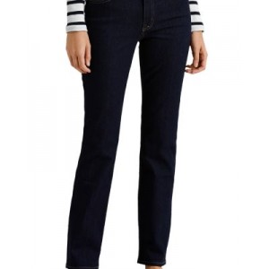 Mid-Rise Straight Jeans in Dark Rinse