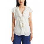Button Front Ruffled Top