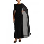 Georgette-Cape Jersey Gown