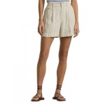 High Rise Pleated Striped Shorts