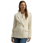 Wool Blend Double Breasted Crepe Blazer