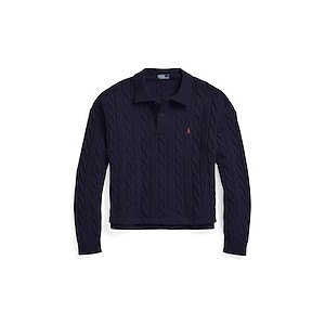POLO RALPH LAUREN CABLE WOOL-CASHMERE POLO SHIRT