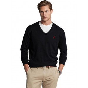 Cotton V-Neck Sweater Polo Black