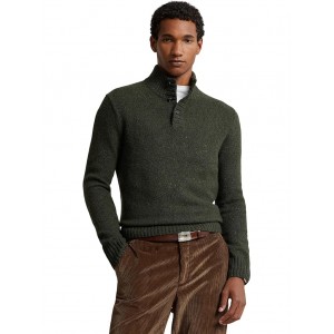 Wool-Blend Mockneck Sweater Olive Donegal