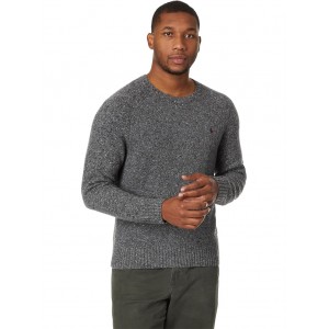 Wool-Blend Saddle-Sleeve Sweater Mid Grey Donegal