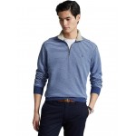 Double-Knit Mock Neck Pullover Derby Blue Heather/Jamaica Heather