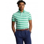 Classic Fit Striped Mesh Polo Shirt Green
