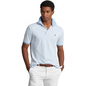 Classic Fit Striped Soft Cotton Polo Shirt Blue Bell/White