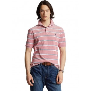 Classic Fit Striped Mesh Polo Shirt Spring Red Multi