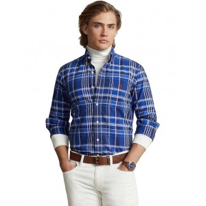 Classic Fit Plaid Oxford Long Sleeve Shirt Blue Multi