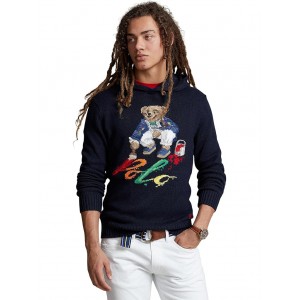 Polo Bear Cotton Hooded Sweater Navy