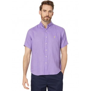 Classic Fit Long Sleeve Linen Shirt Purple Martin