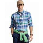Classic Fit Plaid Linen Shirt 6357A Blue/Green Multi