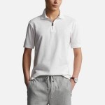 Polo Ralph Lauren Mens Custom Slim Fit Stretch Mesh Zip Polo Shirt - White