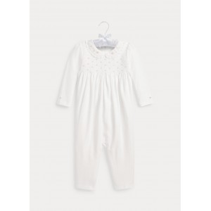 Smocked Organic Cotton Coverall