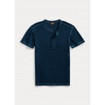 Waffle-Knit Short-Sleeve Henley Shirt