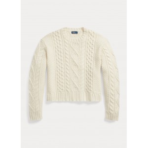 Aran-Knit Wool-Blend Crewneck Sweater