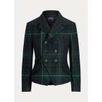 Plaid Double-Breasted Tweed Blazer