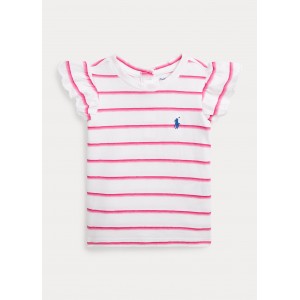 Striped Ruffled Cotton Jersey Top