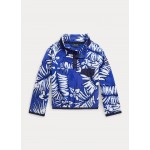 Tropical-Print Brushed Fleece Pullover