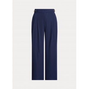 Pleated Stretch Jersey Wide-Leg Pant