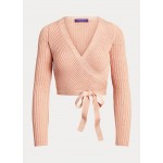 Linen-Blend Long-Sleeve Wrap Sweater
