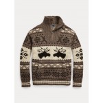 Moose-Intarsia Quarter-Zip Sweater
