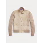 Suede-Front Cashmere Cardigan