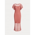 Belted Linen-Blend Pointelle-Knit Dress