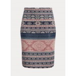 Geo-Motif Linen-Cotton Pencil Skirt