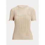 Pointelle-Knit Short-Sleeve Sweater