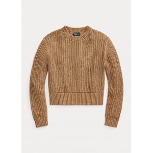 Openwork Cotton-Blend Crewneck Sweater