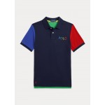 Color-Blocked Ombre-Logo Mesh Polo Shirt