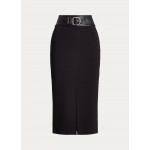Buckle-Trim Ponte Pencil Midi Skirt