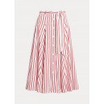 Striped Cotton A-Line Skirt