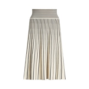 Striped Cotton-Blend Midi Skirt