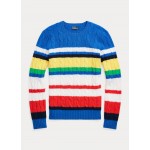 Striped Cable-Knit Cashmere Sweater