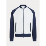 Color-Blocked Double-Knit Bomber Jacket