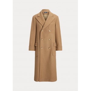 Camel-Hair Twill Long Polo Coat