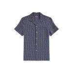 Diamond-Print Linen-Silk Camp Shirt