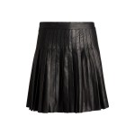 Pleated Stretch Leather Miniskirt