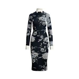 Floral Jacquard Sweater Day Dress