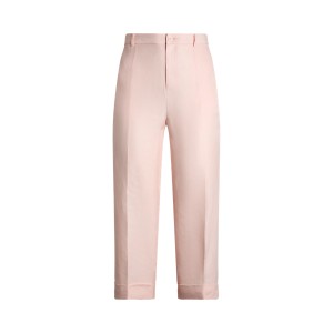 Linen-Blend-Twill Cropped Pant